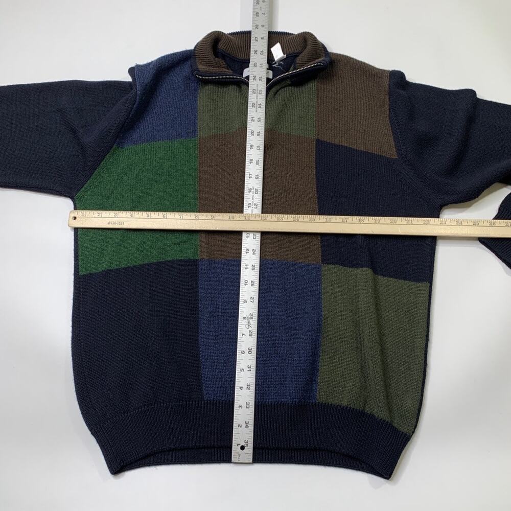 Alex Cannon Sweater Mens L Large Navy Wool Blend Italian Yarn Colorblock 1/4 Zip - Picture 6 of 9